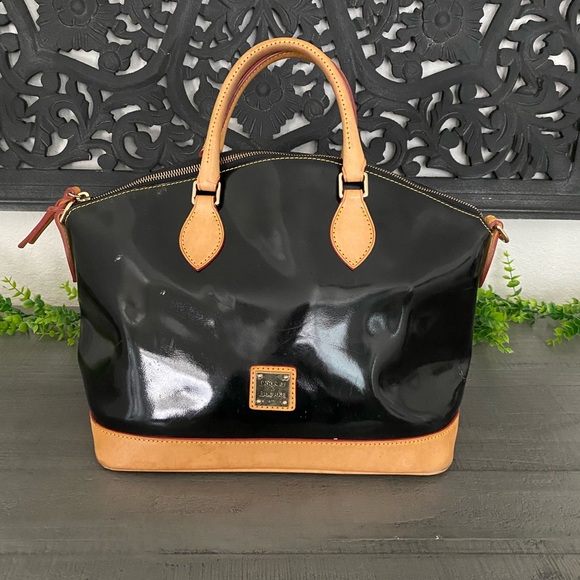 Dooney & Bourke Black Patent Leather Large Dome Satchel - Picture 1 of 9